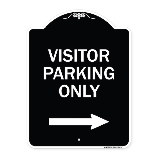 Signmission Reserved Parking Visitor Parking W/ Right Arrow Heavy-Gauge Aluminum Sign, 24" x 18", BW-1824-23020 A-DES-BW-1824-23020 - main
